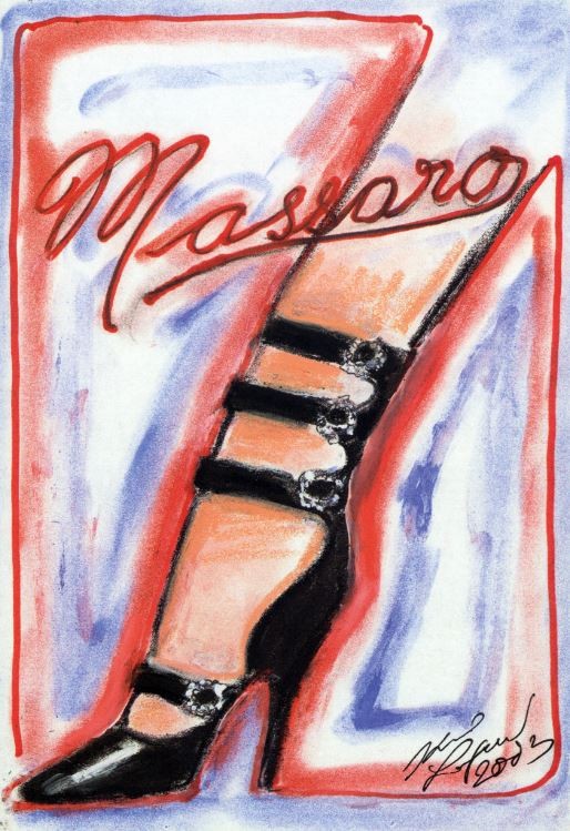 Dessin de Karl Lagerfeld pour l'affiche de l’exposition hommage à Massaro 