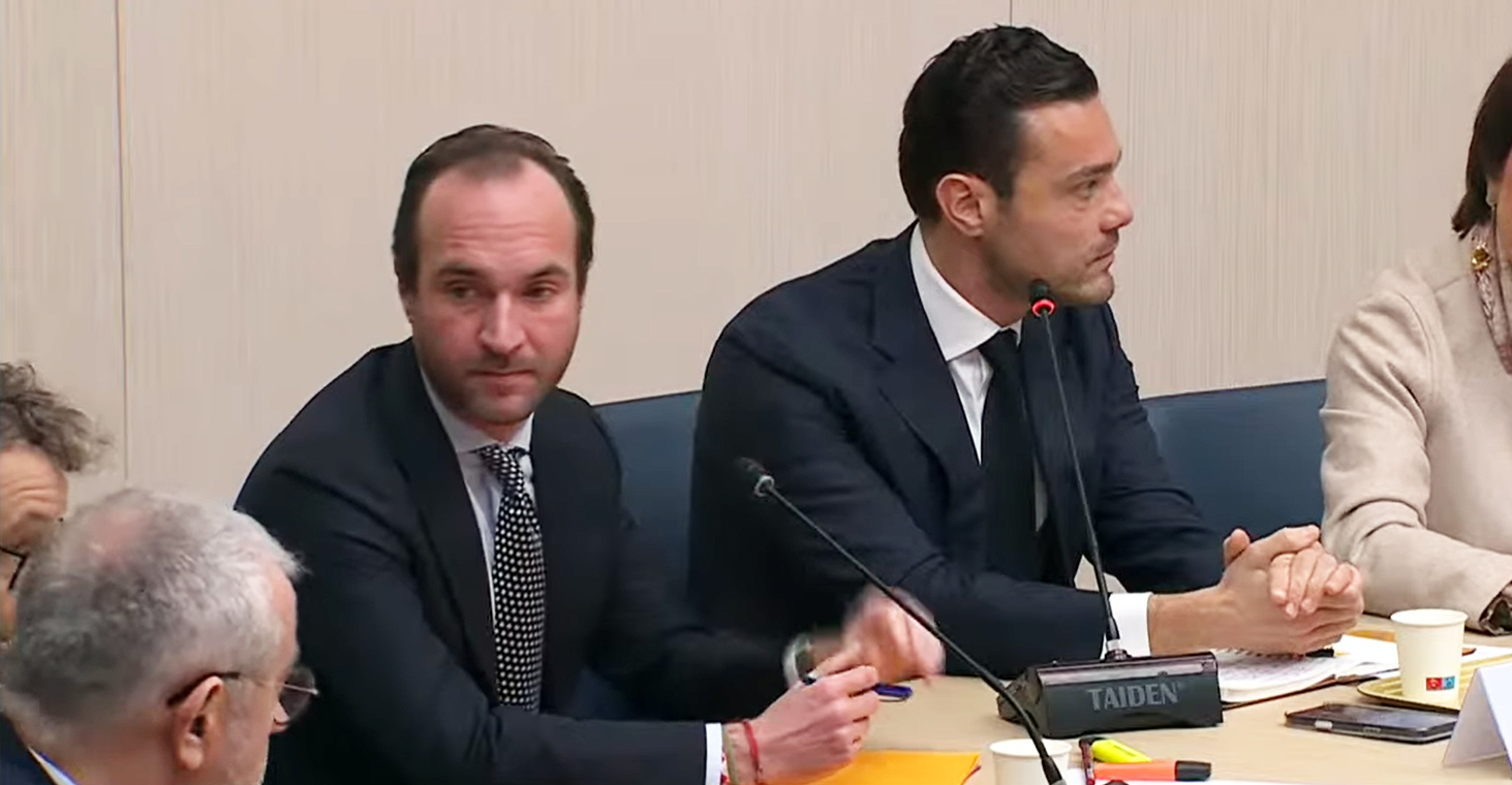 Quentin Ruffat (Shein) et Frédéric Merlin (dirigeant du BHV) face aux sénateurs en janvier (Crédit: Public Sénat)